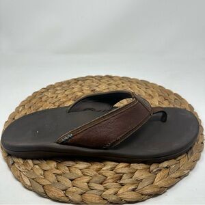 OLUKAI Kua Aina Leather Sandals Koa Espresso Size 13 Men's